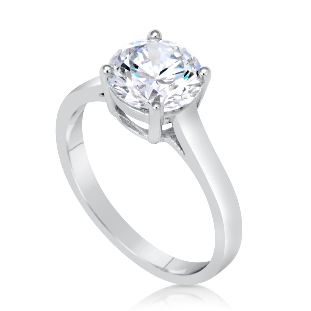1 1/2 Ct Round Cut Diamond Solitaire Engagement Ring 18K White Gold