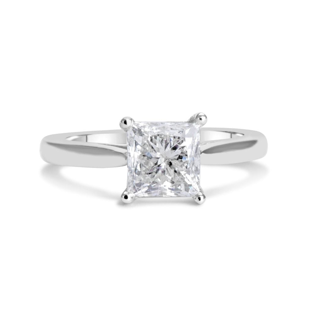 1 12 Ct Princess Cut DVs Diamond Solitaire Engagement Ring 14K White Gold 3