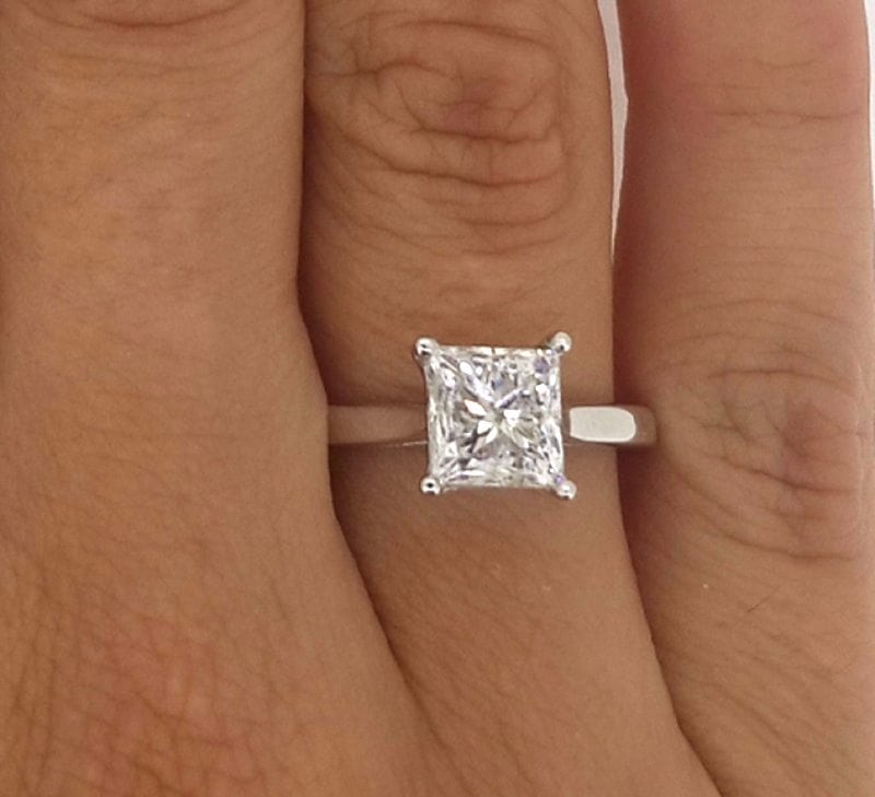 1 12 Ct Princess Cut DVs Diamond Solitaire Engagement Ring 14K White Gold