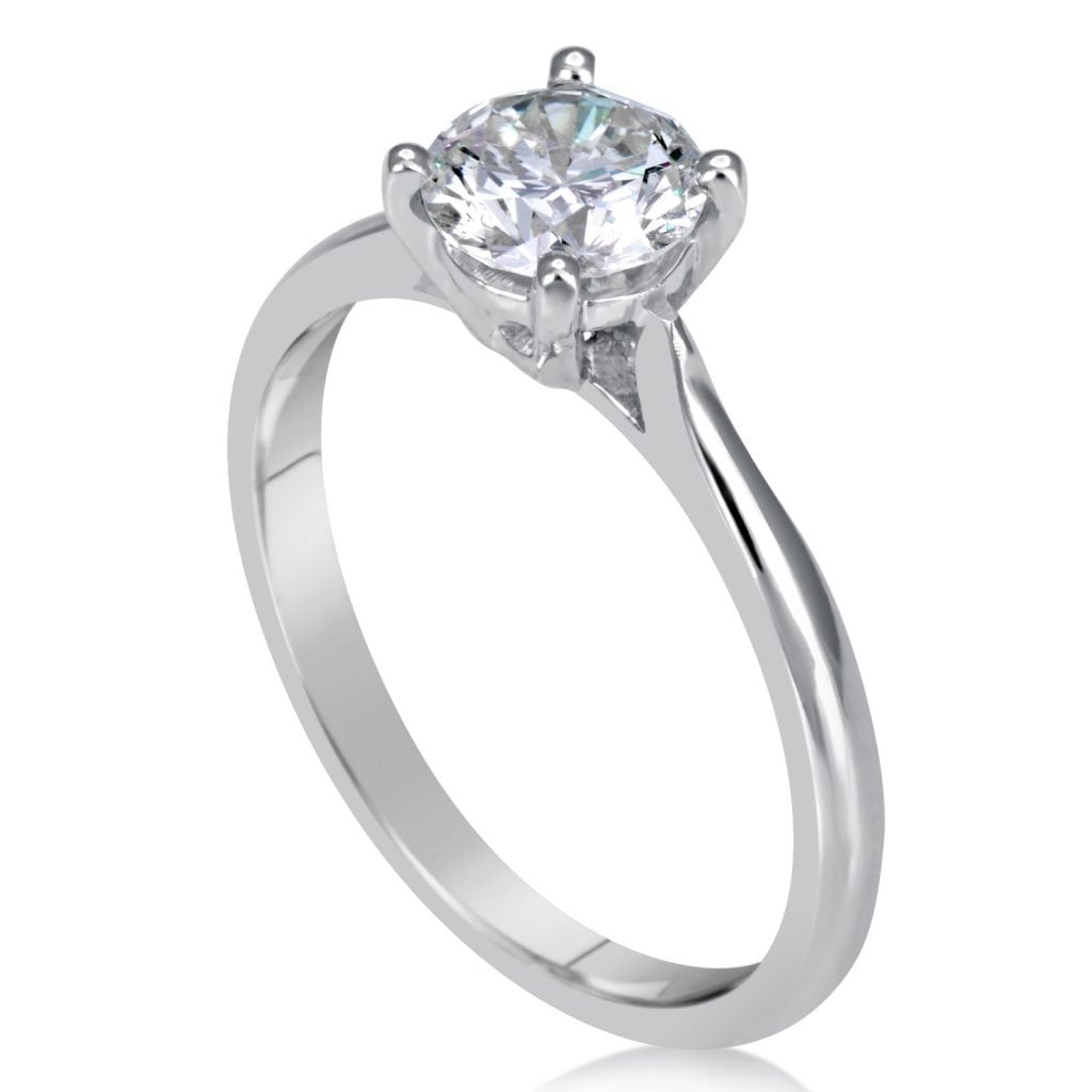 1 Carat Round Cut Diamond Engagement Ring 14K White Gold