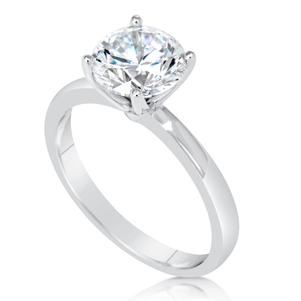 1.00 Ct Round Cut D/Vs Diamond Solitaire Engagement Ring 14K White Gold