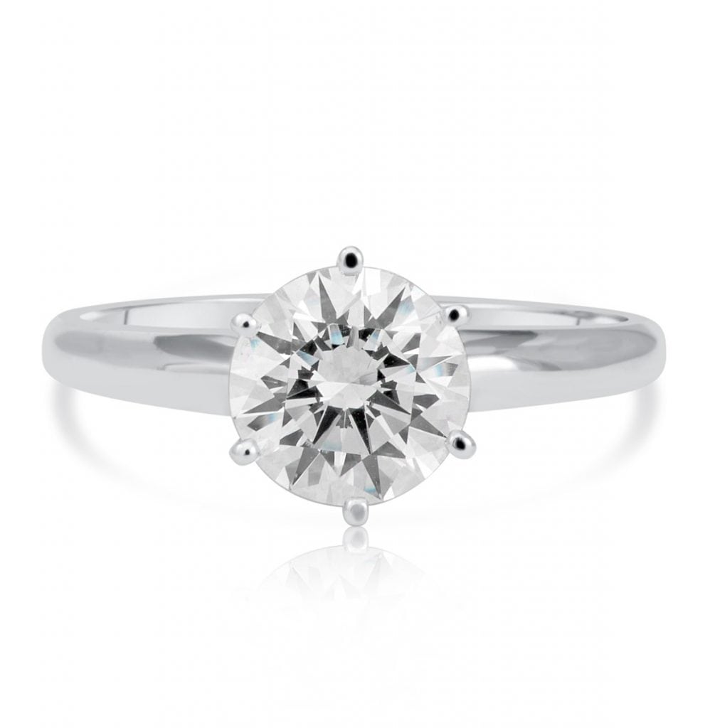 1.2 Carat Round Cut Diamond Engagement Ring 14K White Gold 4