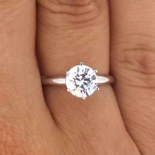 1.2 Carat Round Cut Diamond Engagement Ring 14K White Gold
