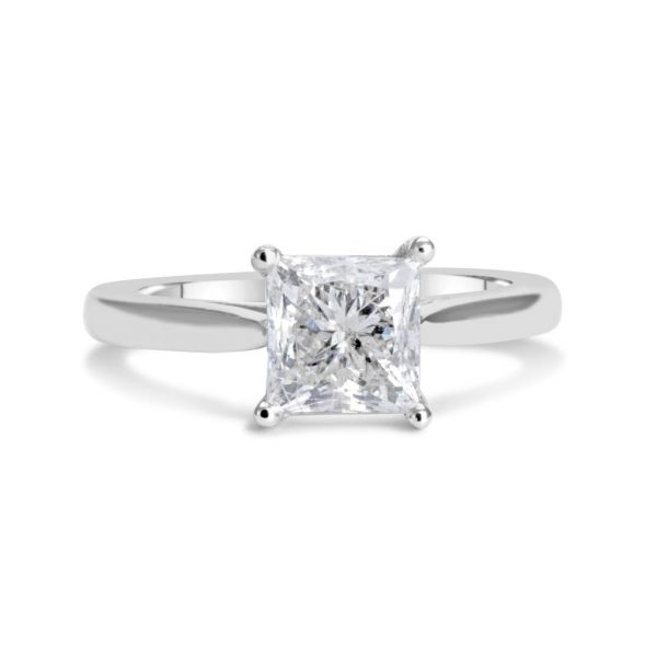 1.5 Carat Princess Cut Diamond Engagement Ring 14K White Gold 3