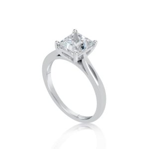1.5 Carat Princess Cut Diamond Engagement Ring 14K White Gold