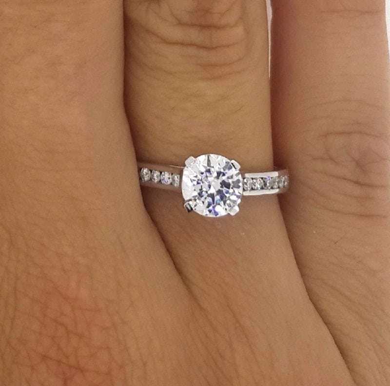 1.5 Carat Round Cut Diamond Engagement Ring 14K White Gold 3
