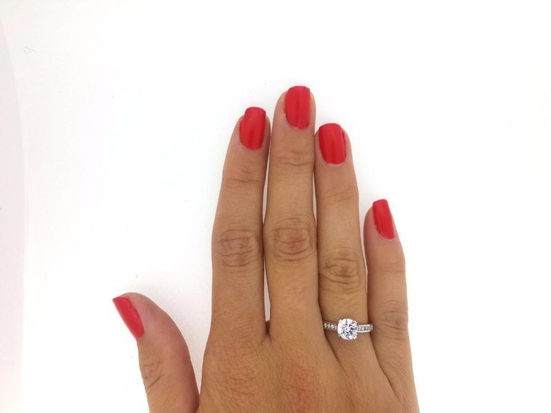 1.5 Carat Round Cut Diamond Engagement Ring 14K White Gold