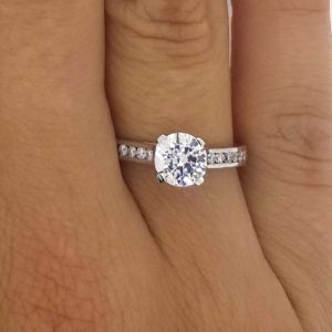 1.50 Ct Round Cut Diamond Solitaire Engagement Ring 14K White Gold