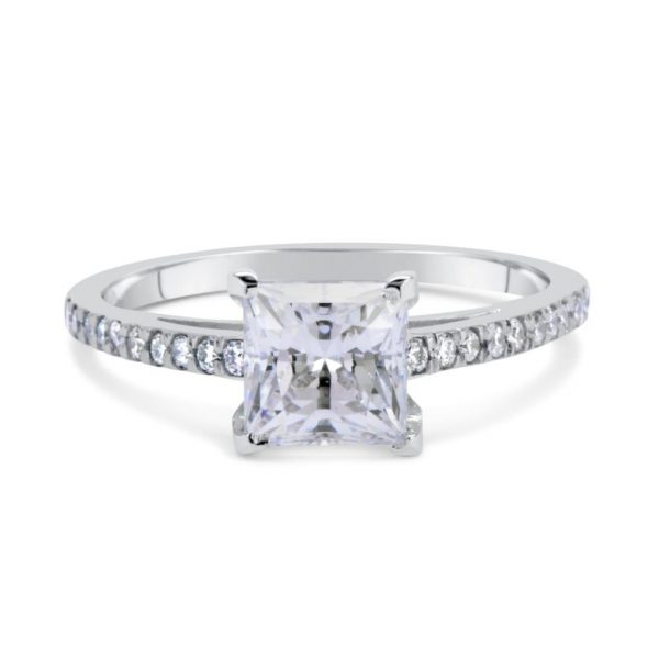 1.51 Ct Princess Cut Diamond Solitaire Engagement Ring 14K White Gold 2