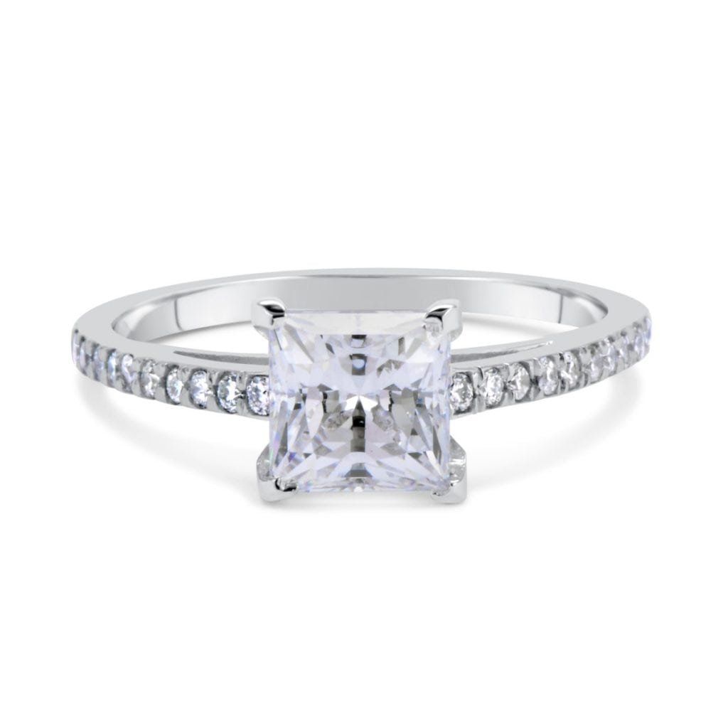 1.51 Ct Princess Cut Diamond Solitaire Engagement Ring 14K White Gold 3