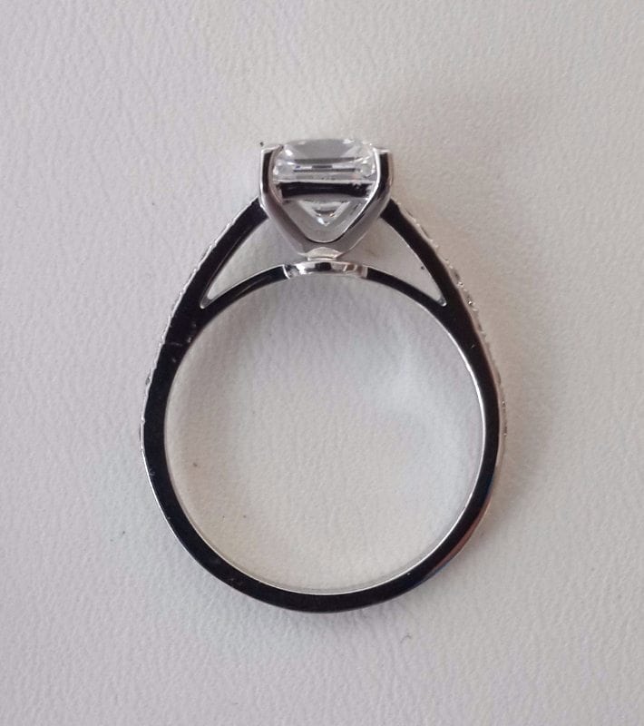 1.54 Ct Princess Cut Diamond Solitaire Engagement Ring 18K White Gold 3