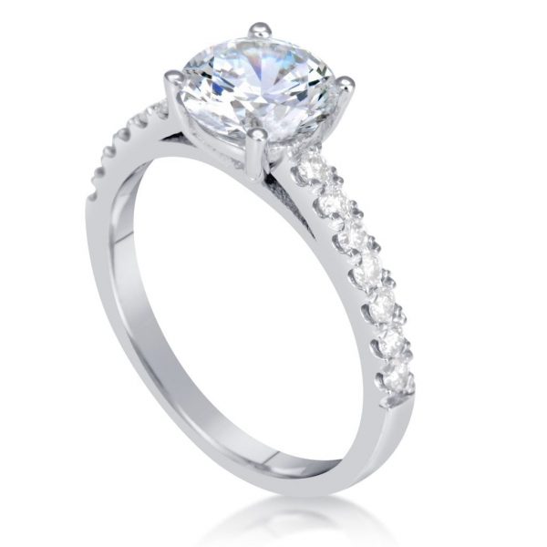 1.54 Ct Round Cut D Si1 Diamond Solitaire Engagement Ring 18K White Gold 2