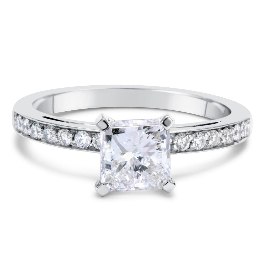 1.55 Carat Princess Cut Diamond Engagement Ring 14K White Gold 2