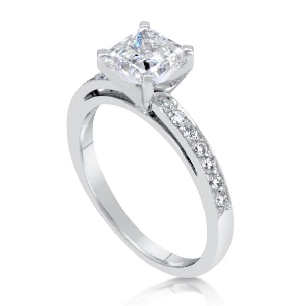 1.55 Ct Princess Cut Diamond Solitaire Engagement Ring 14K White Gold 3
