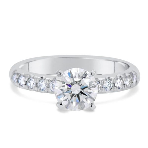 1.66 Carat Round Cut Diamond Engagement Ring 18K White Gold 2
