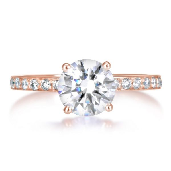 1.7 Carat Round Cut Diamond Engagement Ring 14K Rose Gold 2