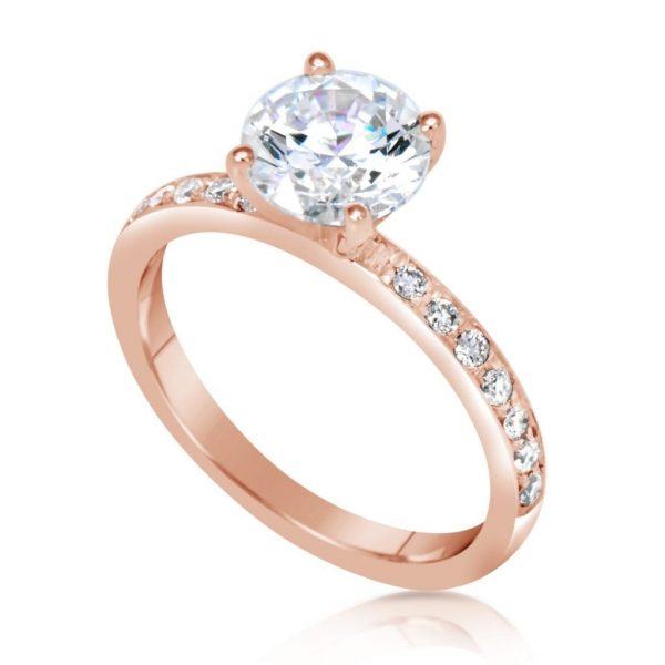 1.7 Carat Round Cut Diamond Engagement Ring 14K Rose Gold