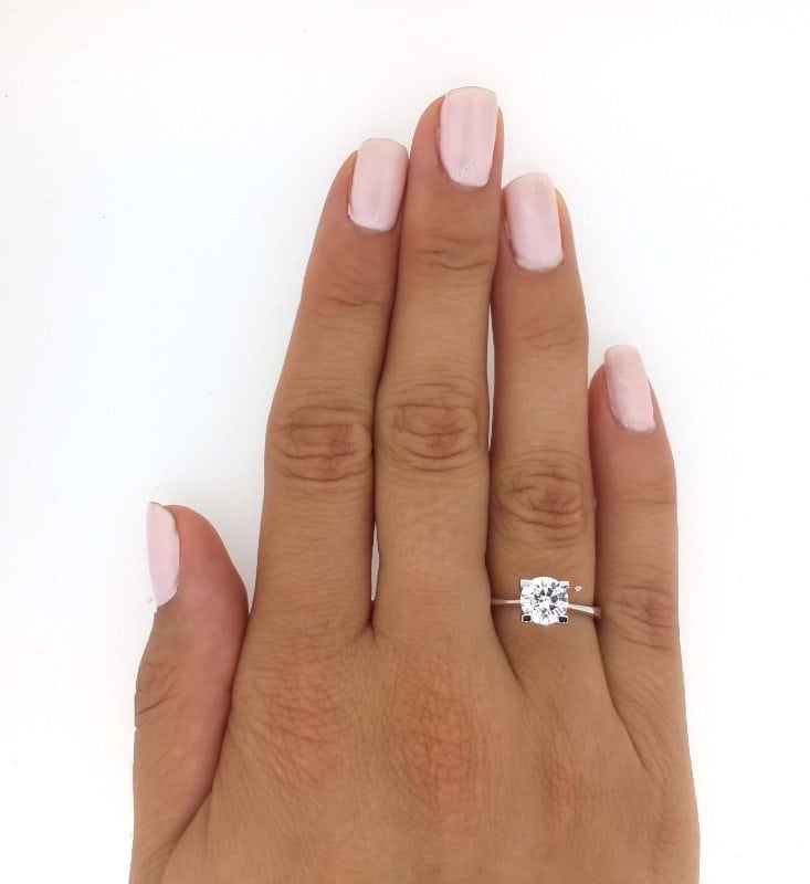 1.75 Carat Round Cut Diamond Engagement Ring 14K White Gold 2