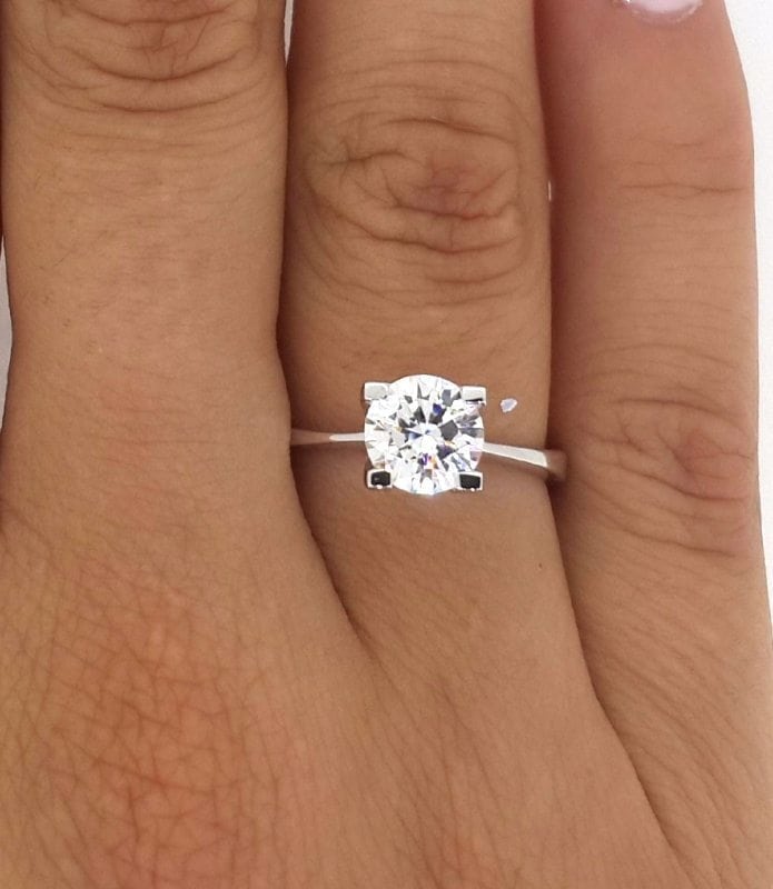 3.60Ct Round-Cut VVS1 Diamond 5 Stone Engagement Ring 14K White Gold Finish 