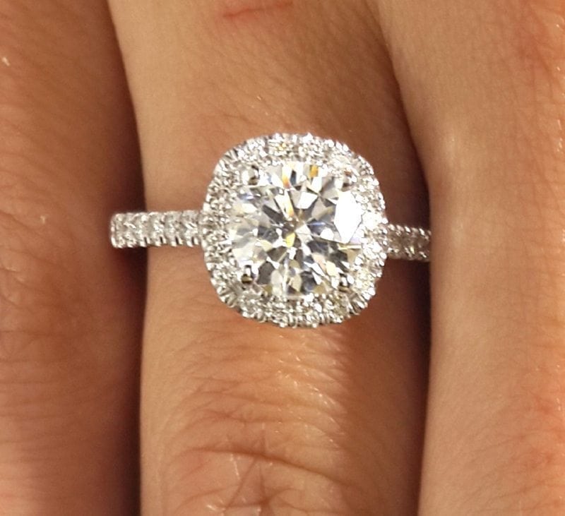 1.86 Carat Round Cut Diamond Engagement Ring 18K White Gold