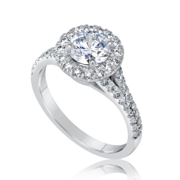 1.9 Carat Round Cut Diamond Engagement Ring 18K White Gold 3