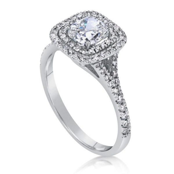 2 Carat Cushion Cut Diamond Engagement Ring 14K White Gold 4
