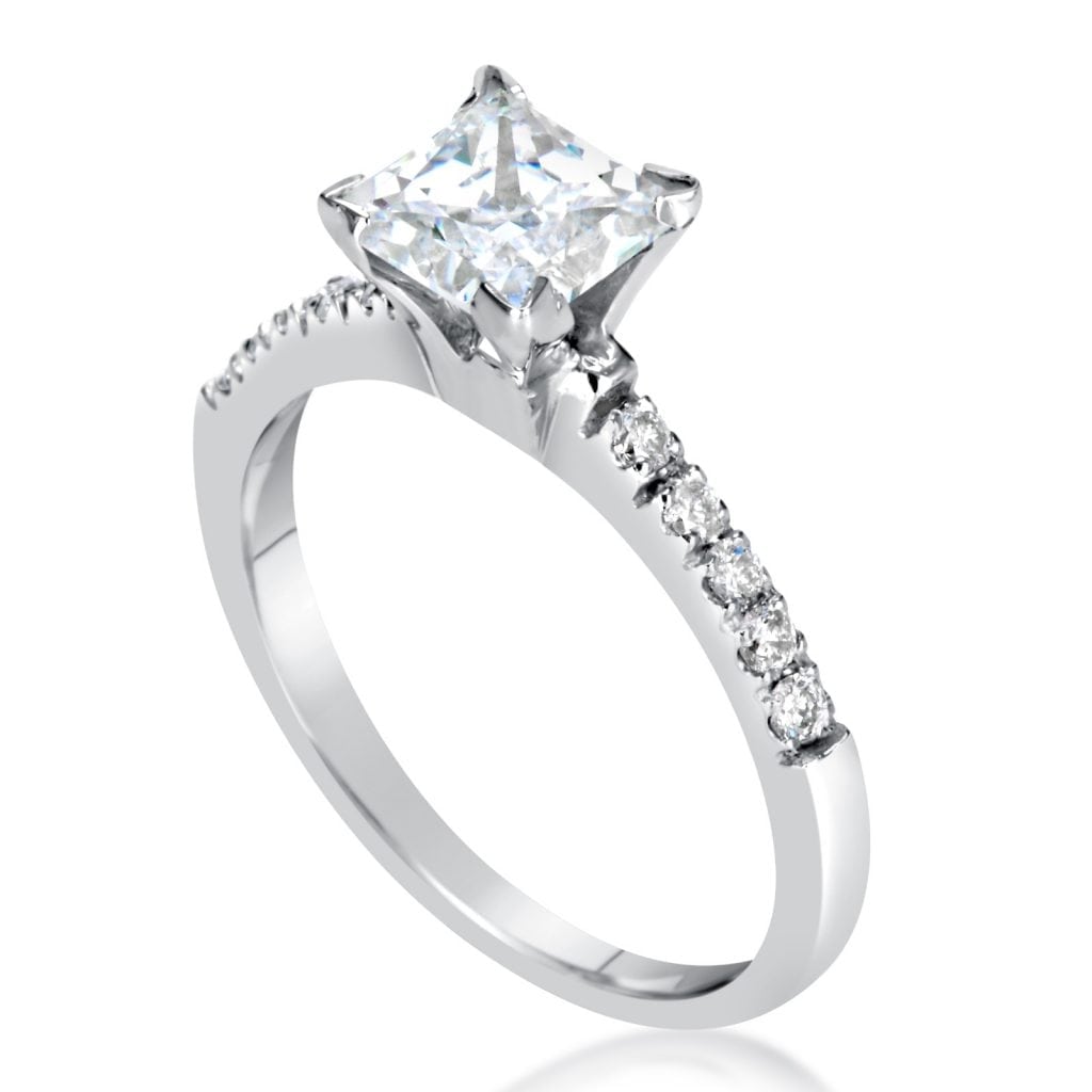 2 Carat Princess Cut Diamond Engagement Ring 14K White Gold
