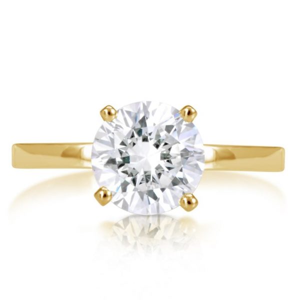2 Carat Round Cut Diamond Engagement Ring 14K Yellow Gold 2