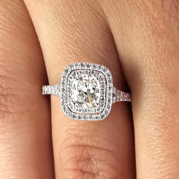 2 Carat Round Cut Diamond Engagement Ring 18K White Gold 3