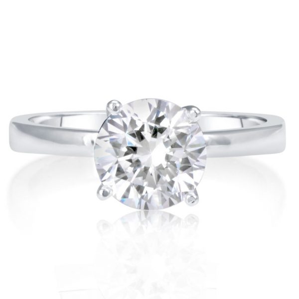 2.00 Ct Round Cut Diamond Solitaire Engagement Ring 14K White Gold
