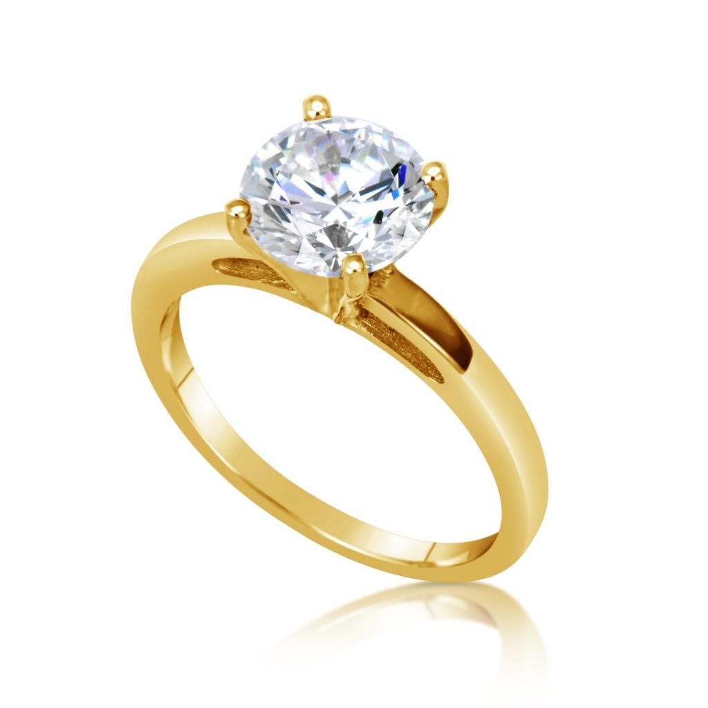2.00 Ct Round Cut Vs1 Diamond Solitaire Engagement Ring 14K Yellow Gold