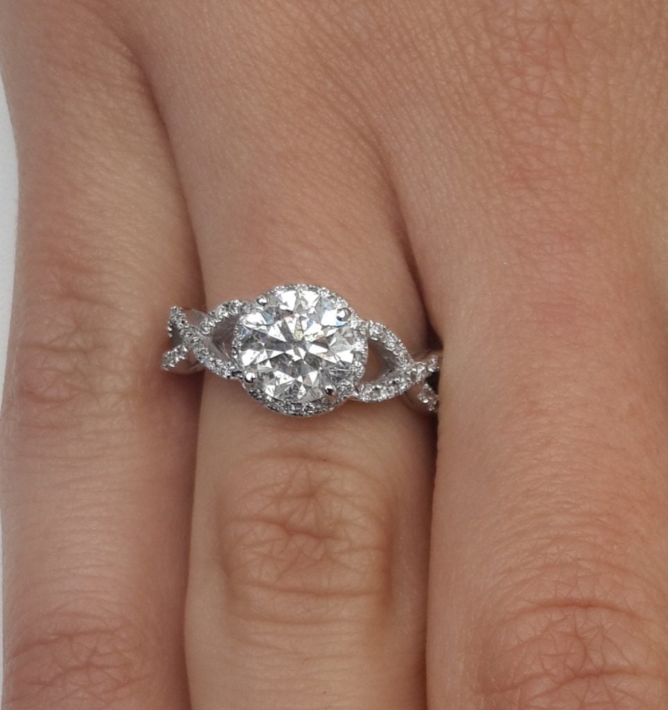 2.02 Carat Round Cut Diamond Engagement Ring 18K White Gold 3