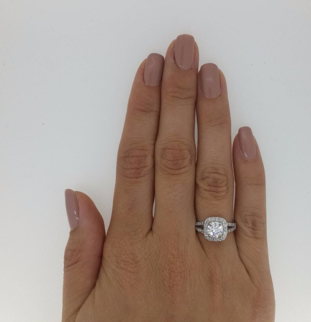 2.05 Carat Round Cut Diamond Engagement Ring 18K White Gold 2