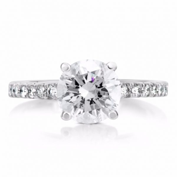 2.10 Ct Round Cut Vs1 Diamond Solitaire Engagement Ring 14K White Gold