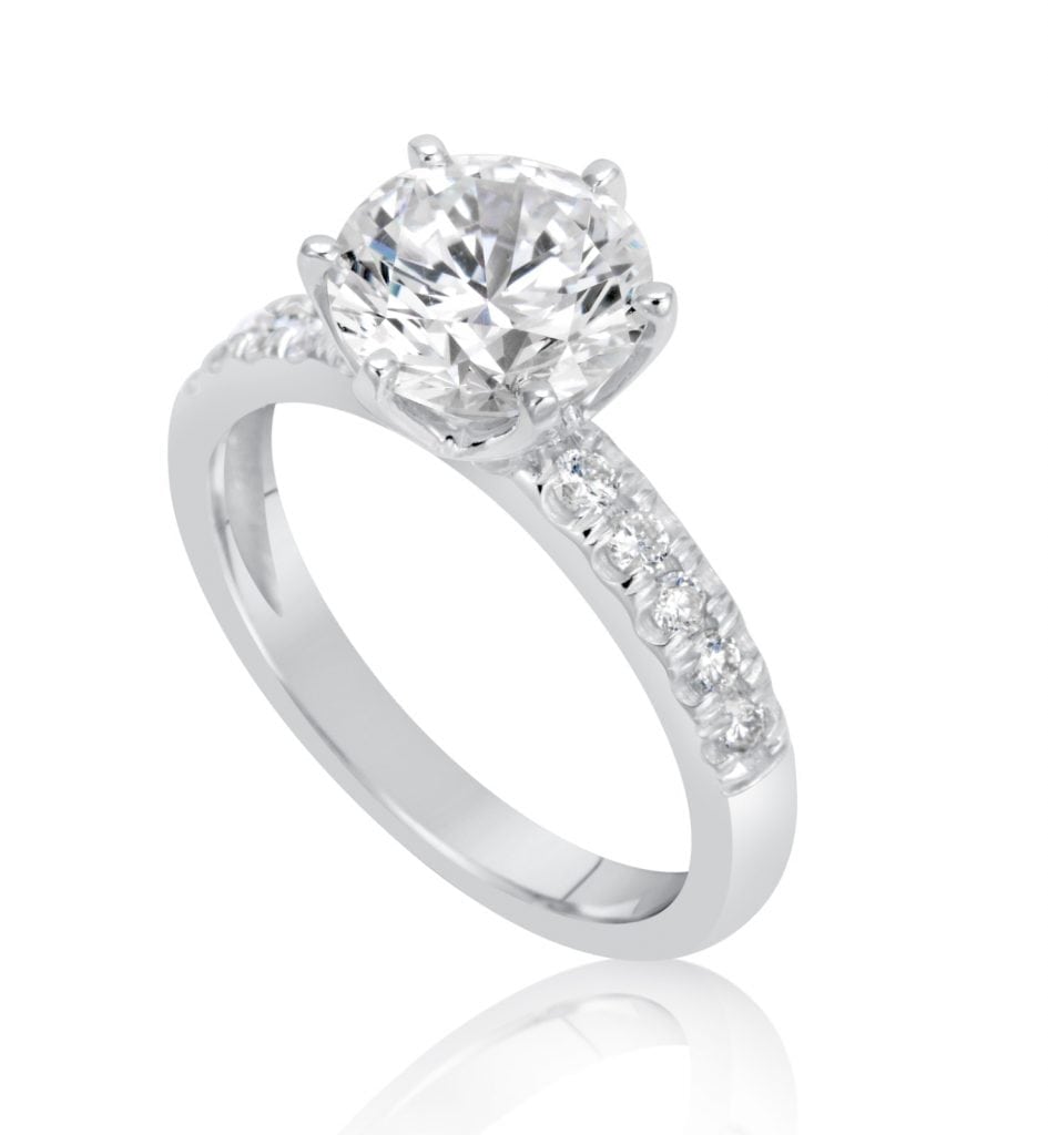 2.15 Carat Round Cut Diamond Engagement Ring 18K White Gold