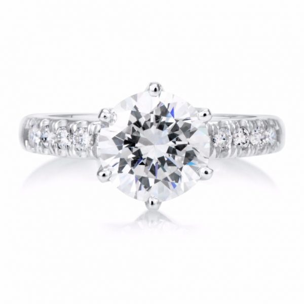 2.15 Ct Round Cut Diamond Solitaire Engagement Ring 18K White Gold 3
