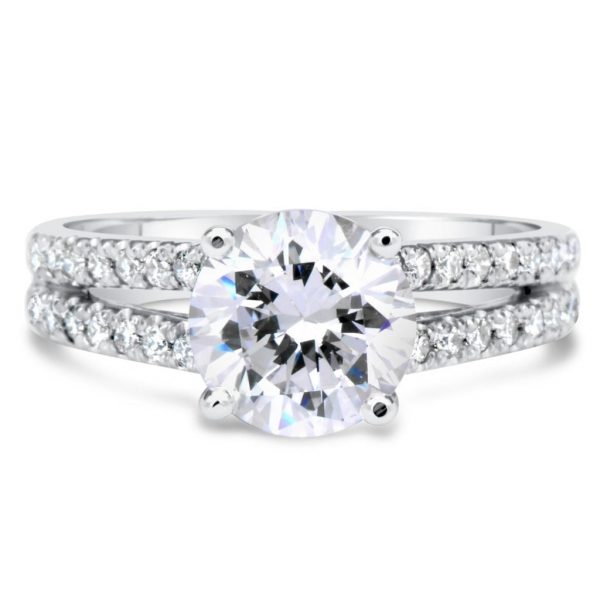 2.2 Carat Round Cut Diamond Engagement Ring 14K White Gold 4