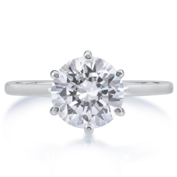 2.25 Carat Round Cut Diamond Engagement Ring 14K White Gold 3