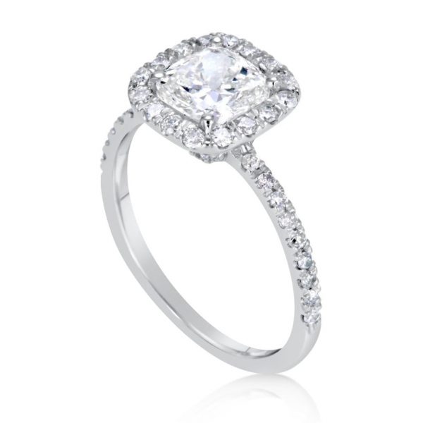 2.28 Carat Cushion Cut Diamond Engagement Ring 14K White Gold