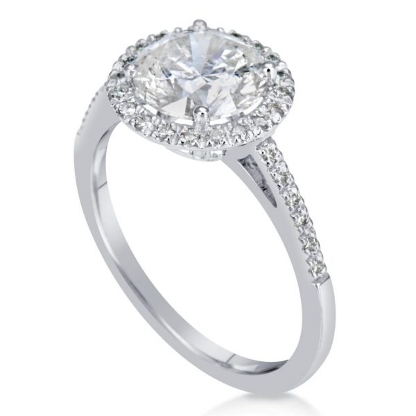2.3 Carat Round Cut Diamond Engagement Ring 14K White Gold