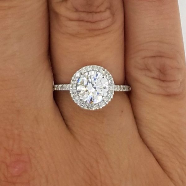 2.3 Carat Round Cut Diamond Engagement Ring 18K White Gold