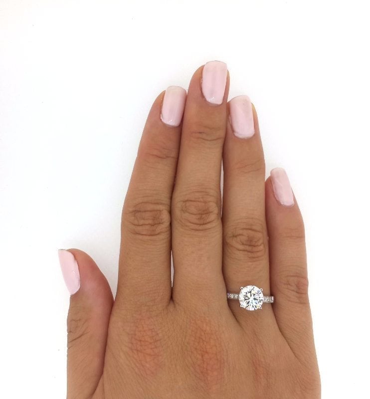 2.5 Carat Round Cut Diamond Engagement Ring 18K White Gold 3