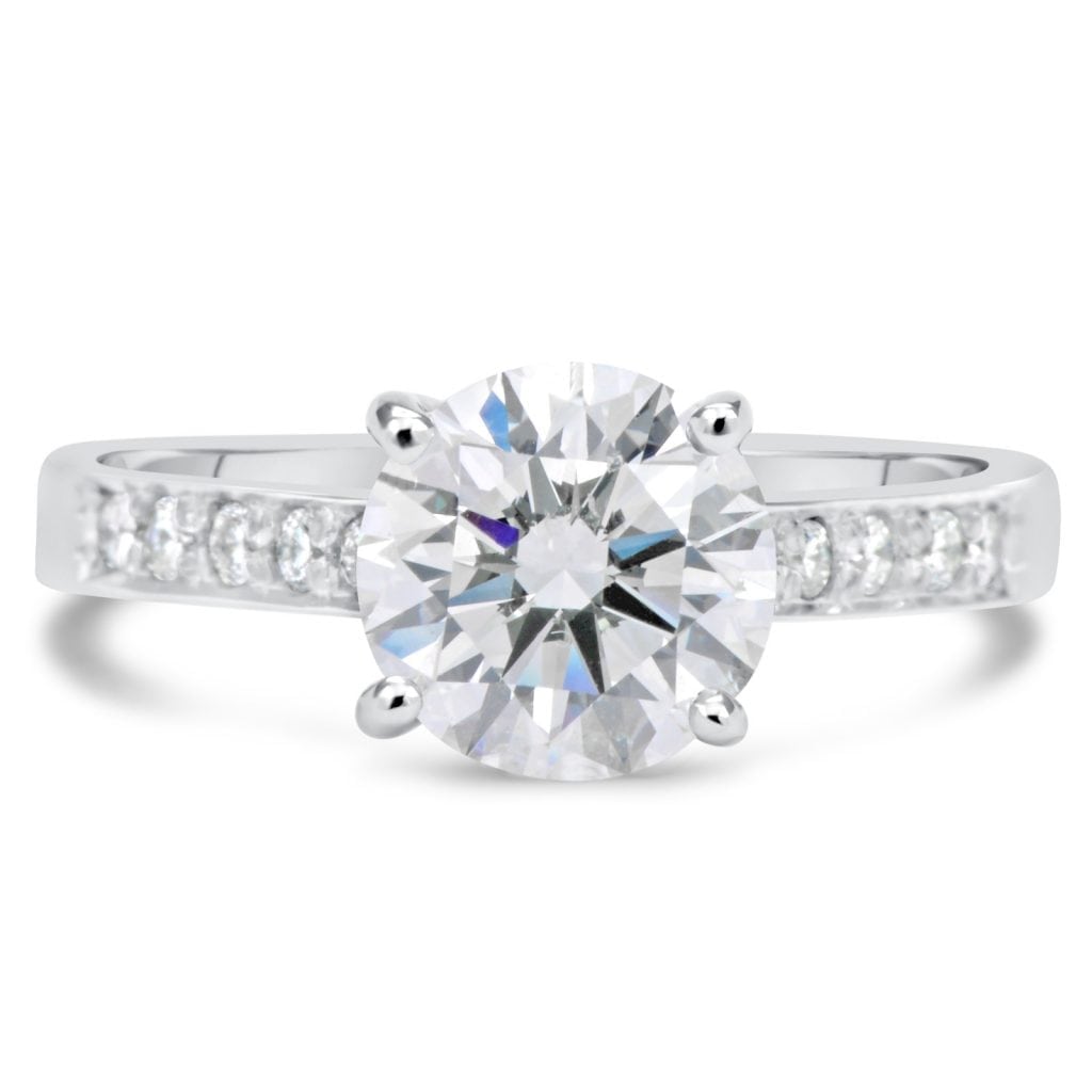 2.5 Carat Round Cut Diamond Engagement Ring 18K White Gold 4