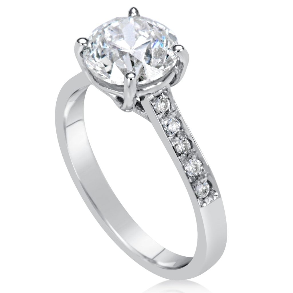 2.5 Carat Round Cut Diamond Engagement Ring 18K White Gold