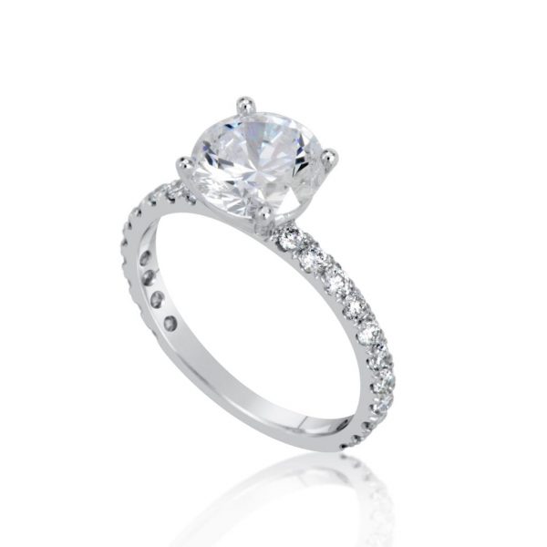 2.5 Ct Round Cut Vs1 Diamond Solitaire Engagement Ring 14K White Gold