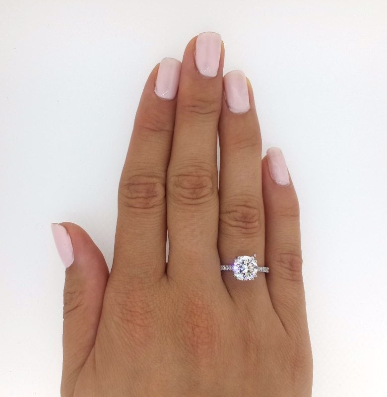2.52 Carat Round Cut Diamond Engagement Ring 14K White Gold 2