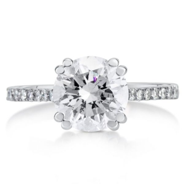 2.52 Carat Round Cut Diamond Engagement Ring 14K White Gold