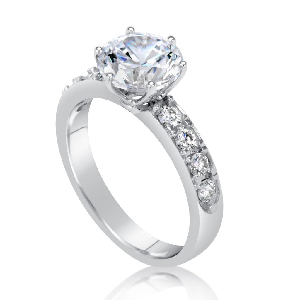 2.70 Ct Round Cut Diamond Solitaire Engagement Ring 14K White Gold