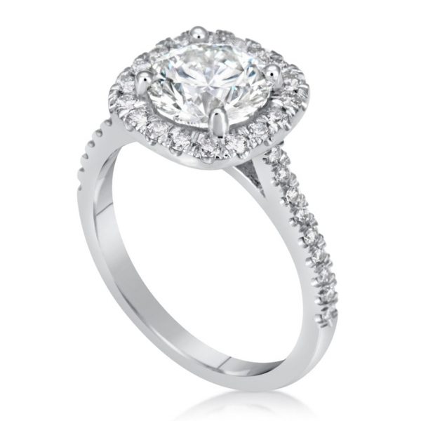 2.78 Carat Round Cut Diamond Engagement Ring 14K White Gold