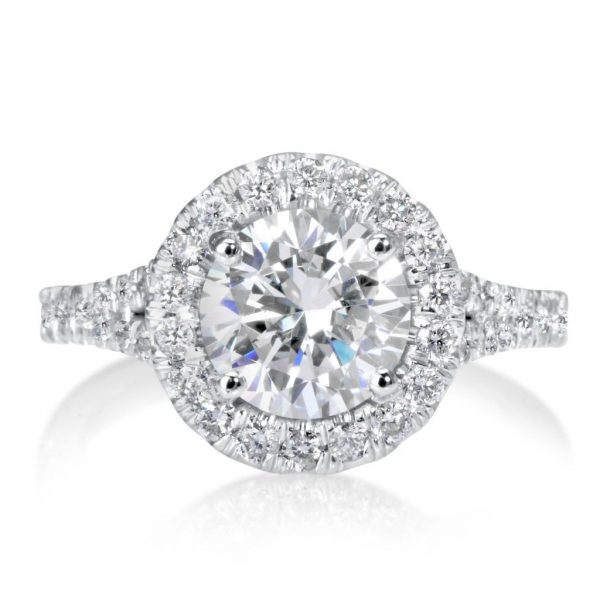 2.85 Carat Round Cut Diamond Engagement Ring 14K White Gold